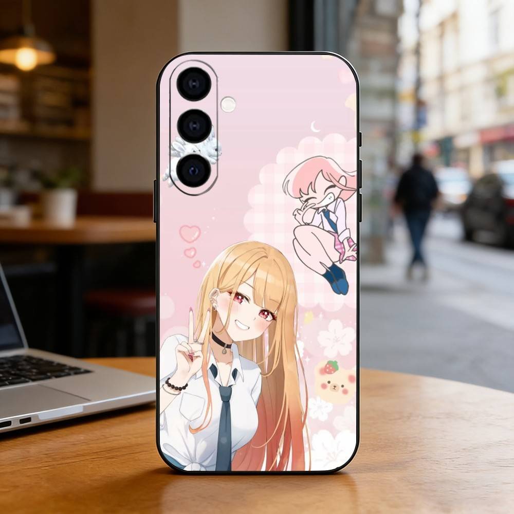 My Dress Up D-Darling Marin Kitagawa Phone Case Black Silicone Soft For Samsung Galaxy A73,A72,A71,A70,A53,A52,A51