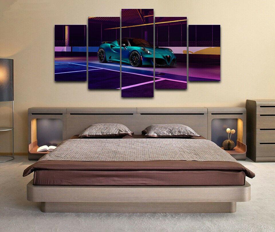 5 Piece Pogea Racing Zeus Sports Car Canvas Picture Print Wall Art Canvas Painting Wall Decor for Living Room Framed