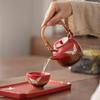 Sushang Chinese Chic Palace Red Auspicious Crane Gongfu Tea Set