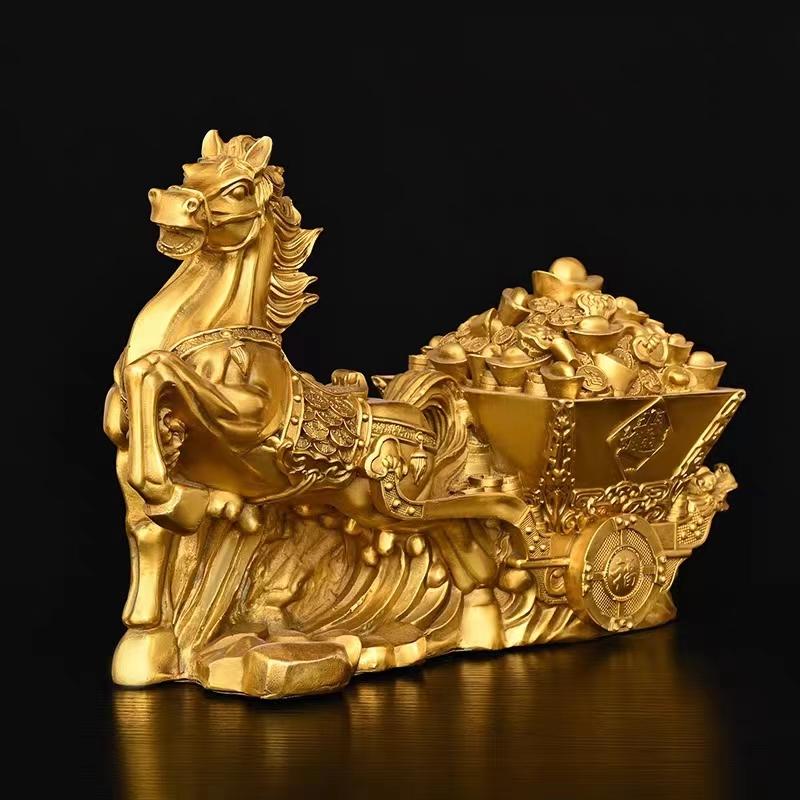 Pure Copper Mala Gold Box Mala Ingot Immediately Rich Horse Car Decoration Office Office