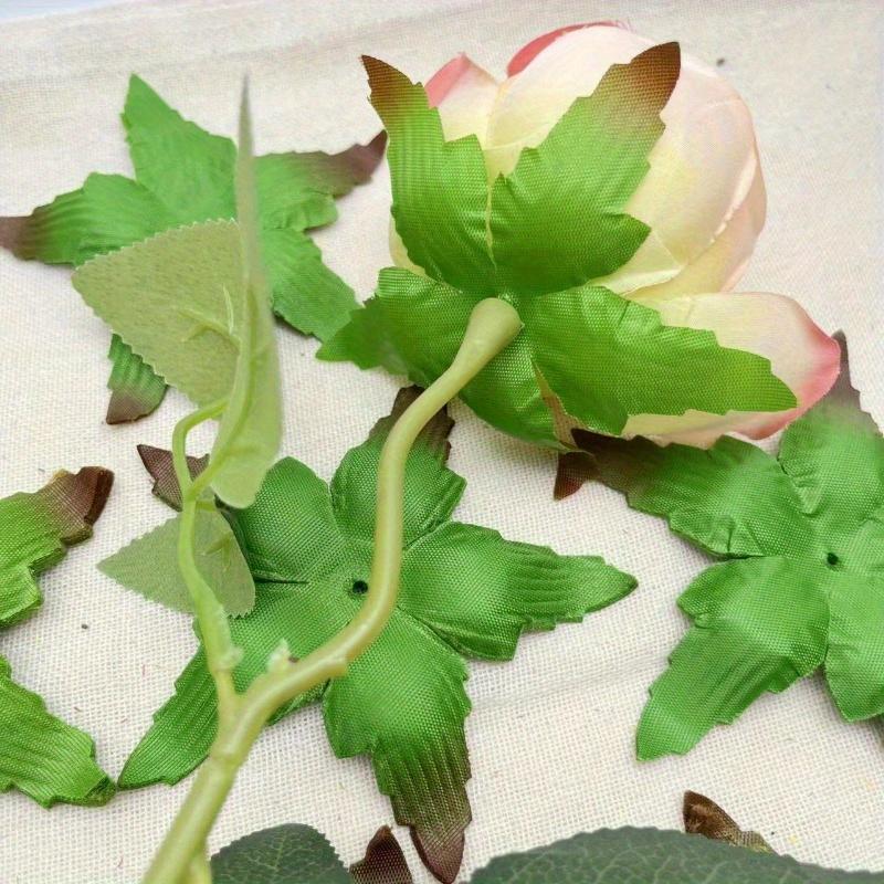 50 pièces Support de Rose Artificielle DIY Accessoires de Décoration Feuille Verte de Rose Décoration de Maison Fête Bouquet de Roses Couronne Cadeau