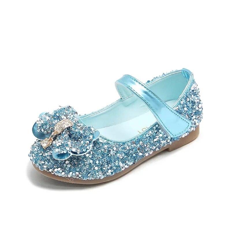 

Fashion Girls Shoes Kids Flats Shoes Sequins Rhinestone Princess With Butterfly-Knot Flats Shoes For Students New Autumn 2022
