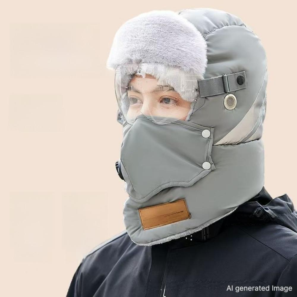 Winter Knit Trapper Hat Fleece Lined Thickened Earflap Beanie Windproof Warm Cold Weather Cap