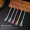 Crystal Clear Titanium Straw with Spoon - Reusable for Drinks