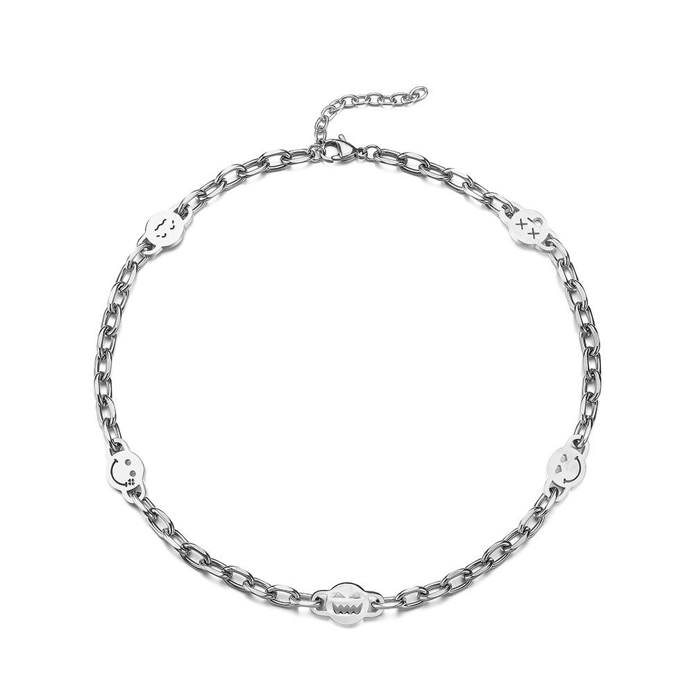 

Минималистичное ожерелье-смайлик из титановой стали - Унисекс уличная хип-хоп ключичная цепочка