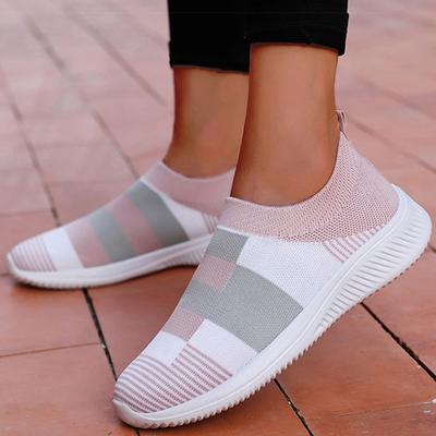 Women's Sneaker Mix Color Mesh Sneakers Shoes For Woman Casual  Slip-on Footwear Flat Women Vulcanize Shoes