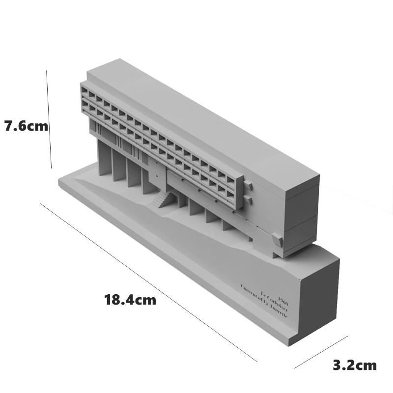 Le Corbusier La Tourette Abtei Betongebäude Modell Kloster Minimalistische Architektonische Skulptur Heimdekoration Schreibtischornament Geschenk gray