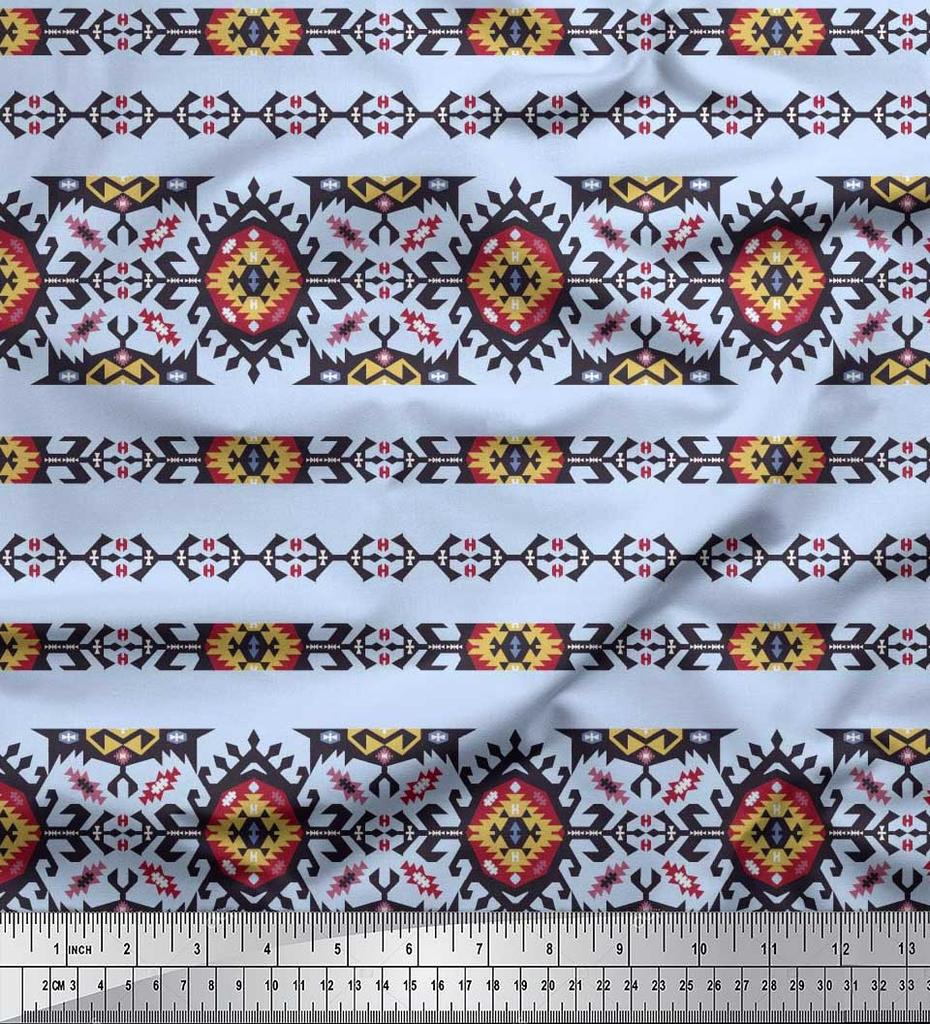 Soimoi Țesătură Satin Crep Japonez Aztec Sud-Vest Imprimată 1 metru 42 Inch