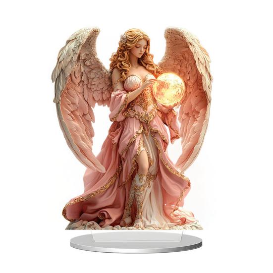 Prayer Angel Table Sign 2D Flat Acrylic Angel Desktop Ornament for Tabletop Shelf Entryway