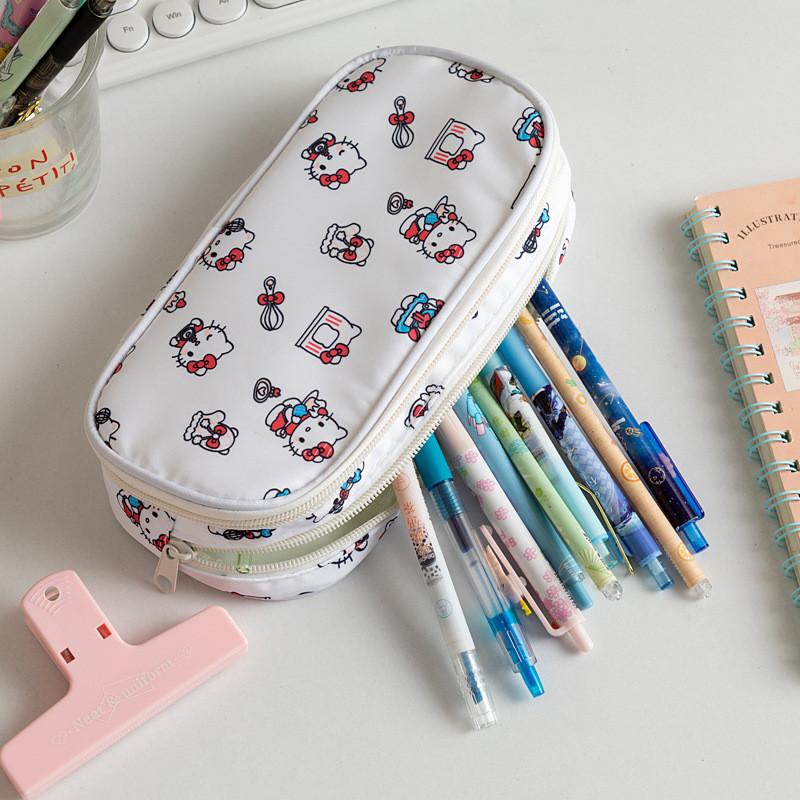 Double Pattern Layer Pencil Case Student Large Capacity Storage Bag