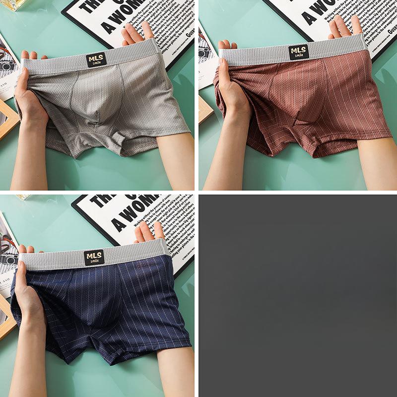 3pcs Summer Mesh Men's Ice Silk Underwear Breathable Quick Drying Men's Flat Underwear Solid Color Square Underwear Boxer Brief