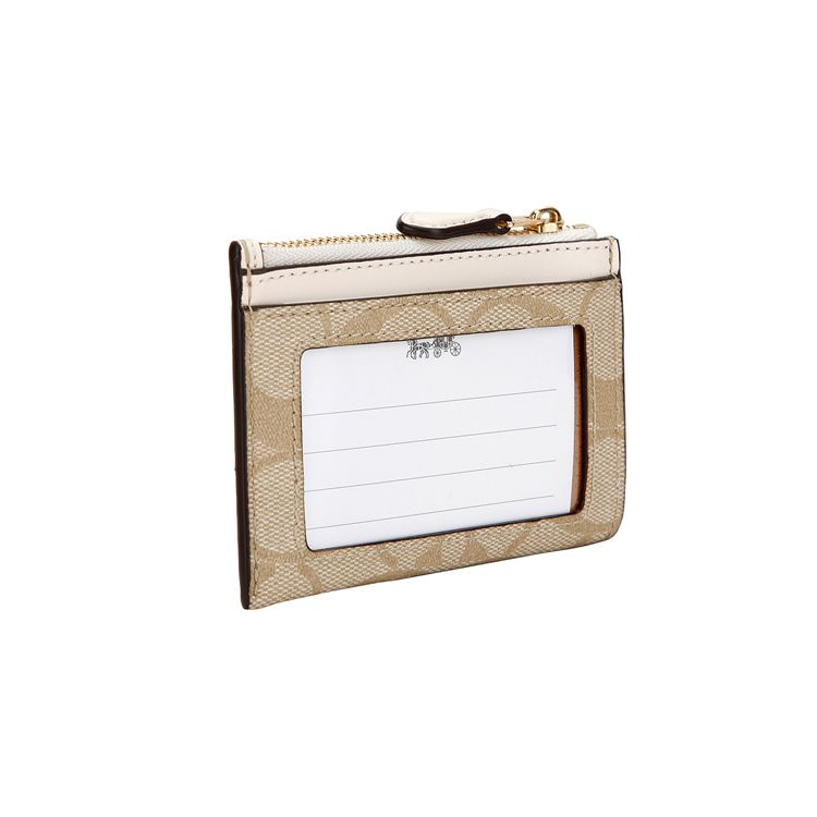 Coach Skinny 11 Monogram Coated Canvas Leather Clutch Wallet Mini Women Clutch Wallet White Khaki 88208-IMDQC
