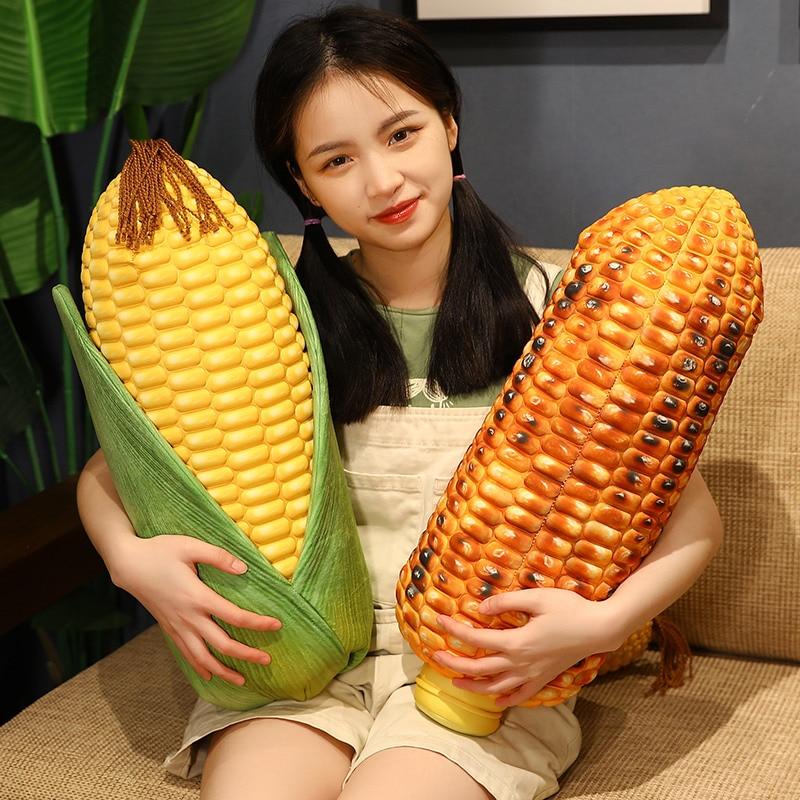 Real Life Corn Plush Toys Simulation Plant Grilled Corn with Leaf Pillow Creative Stuffed Soft Dolls Funny Birthday Gift