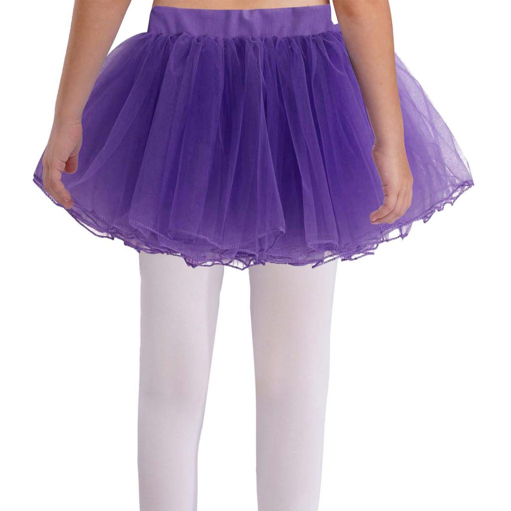 Girls Tutu Mesh Dance Skirt Elastic Waistband Solid Color Four Layer Design Ballet Practice Performance Skirt