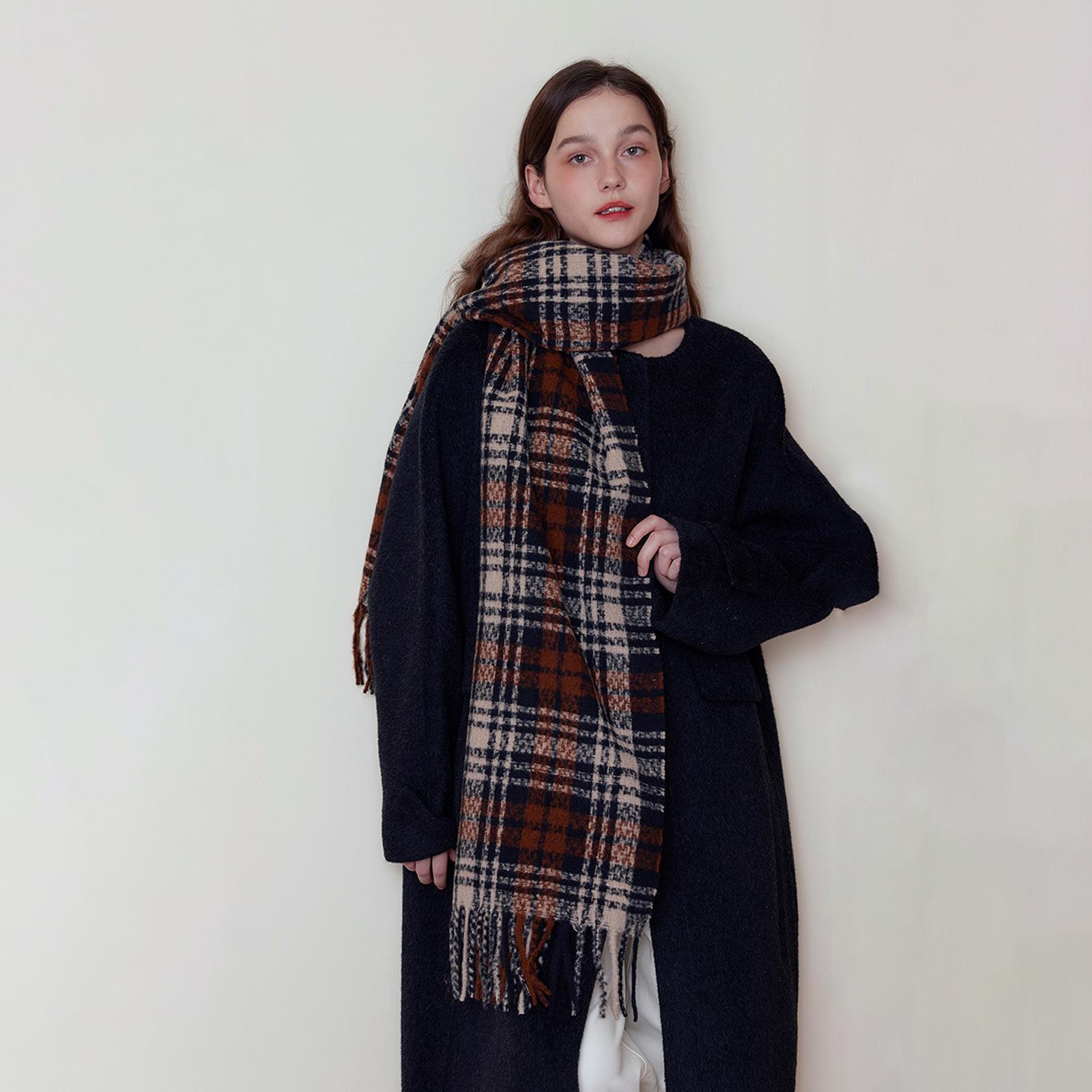 

Small sweet potato classic warm scarf imitation cashmere fringed plaid scarf unisex college