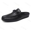 Fashion Men Half Slippers 2025 Summer Breathable Mens Casual Shoes Comfortable Walking Loafers Moccasins PU Leather Men Fashion Slippers