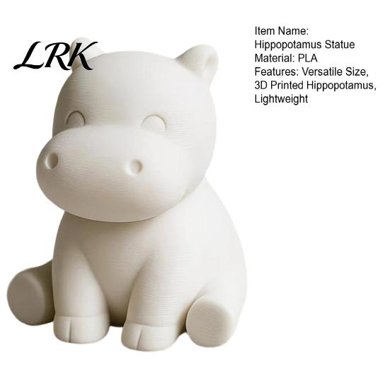 Healing Desk Decor 3D Printed Hippopotamus Statue, Mini Size Desktop Decoration, Solid Statue Matte White Finish Figurine for Home Office Hippo Shelf