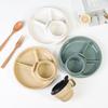 4 Grid Dinner Plate Food Contact Grade Compartment Design Plastic Portable Breakfast Tray Lunch Eating Dish Daily Use