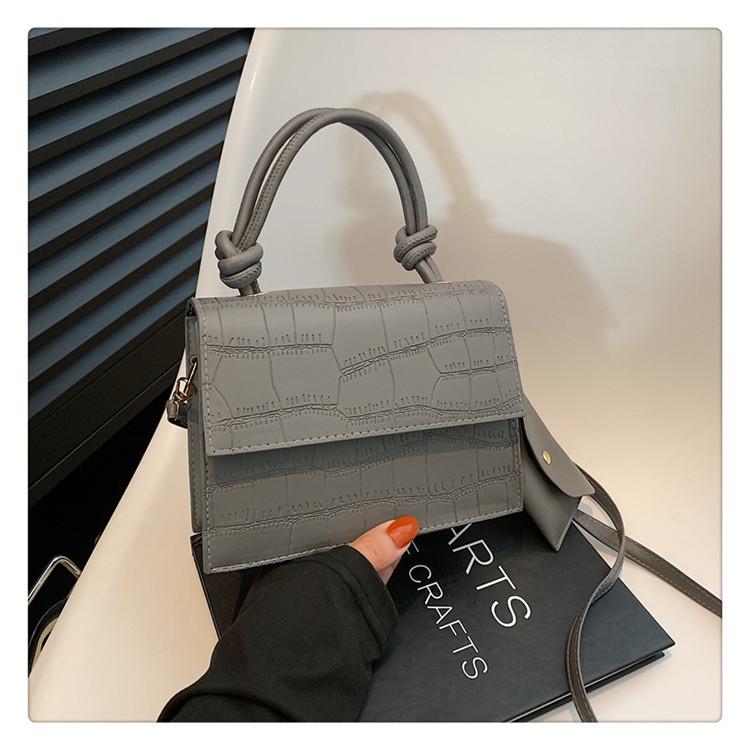 Single Texture Stone Shoulder Crossbody Bag Solid Color Handbag Women Gifts