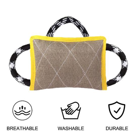 Dog Tug Toy Bite Resistant Exercise Trainings Interactive Play Toys Flax Dog Training