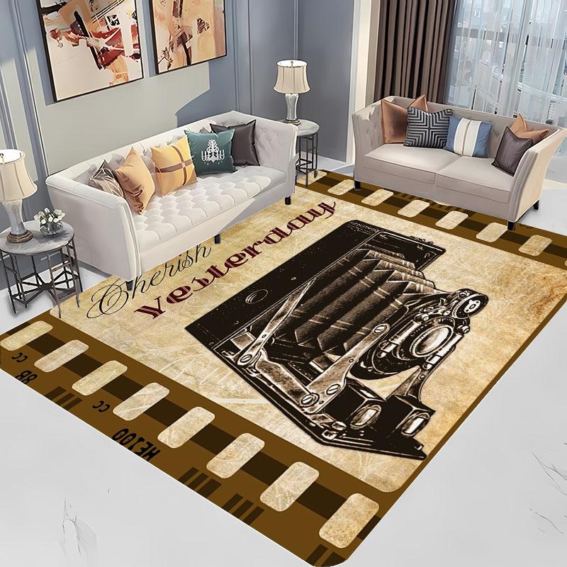 

Забавный ретро фотоаппарат HD домашний ковер, нескользящий напольный тапете для детей, декоративный ковер для гостиной, спальни, игровых комнат, кухни, альфомбра 40x60cm (16x24in)