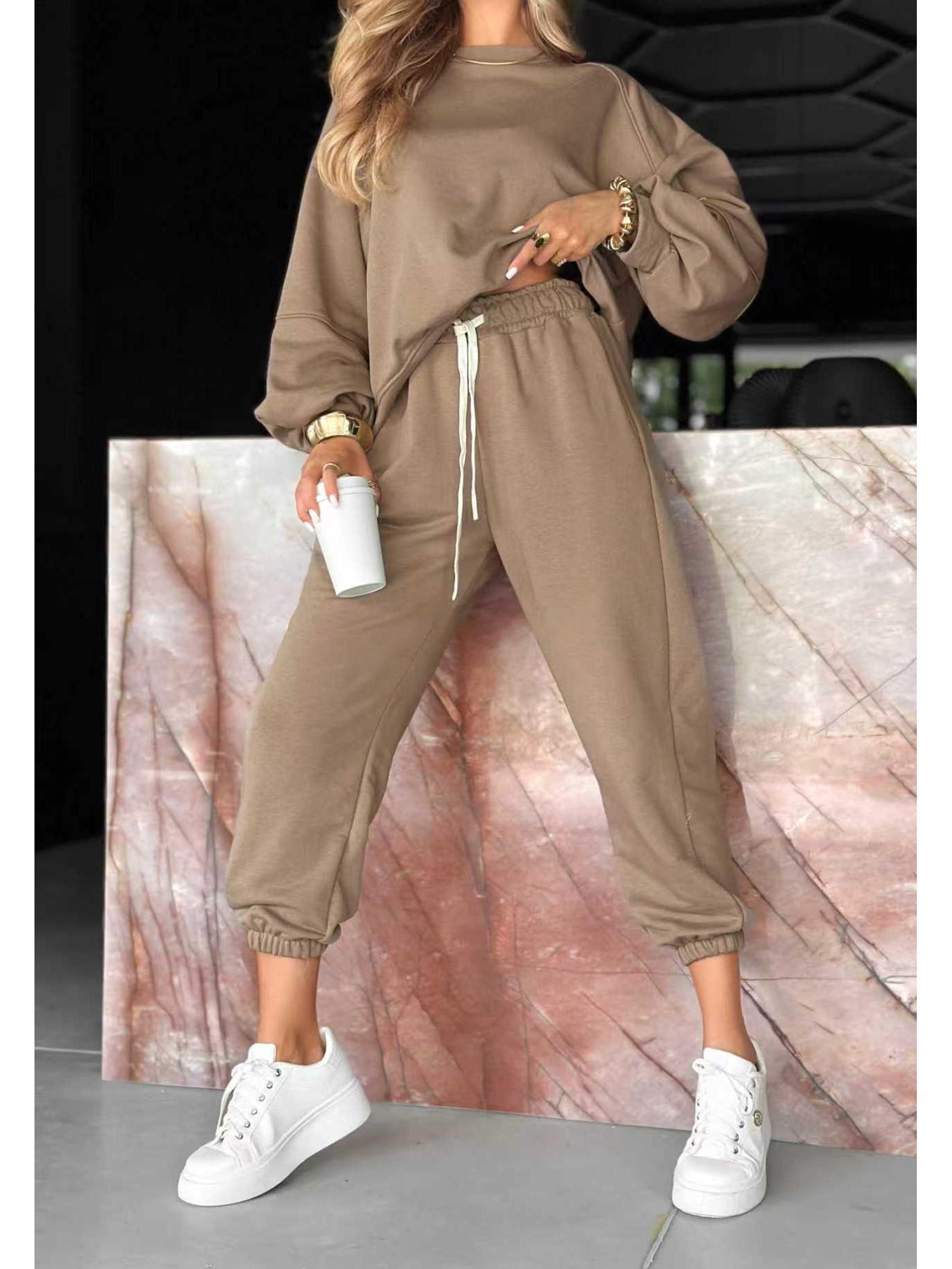 

2025 Women s European & American Cross-border Autumn Casual 2-Piece Set L абрикосовий