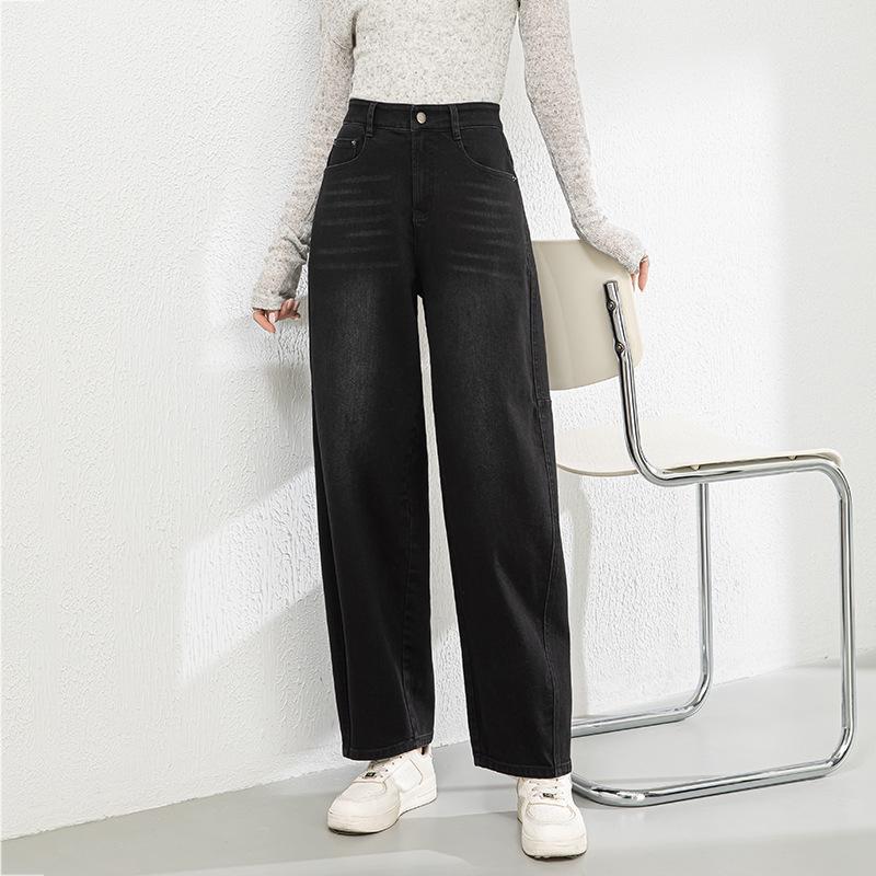 

Women s High-Waist Loose-Fit Black Scimitar Jeans - Spring 2025 Fashion M