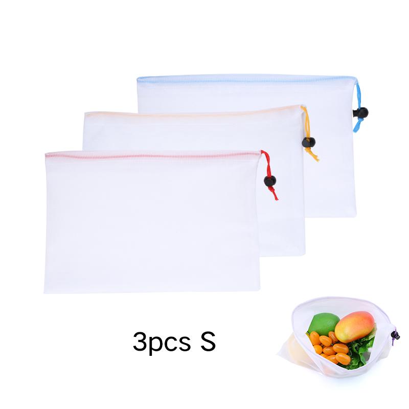 

3/9/15pcs Fruit Vegetable Storage Mesh Bags Reusable Net Bags Kitchen Food Organizer Washable Toys Grocery Storage Packaging Bag Random Mix Color