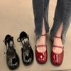 Mary Jane Schuhe Schnalle Pumps Frauen Elegante Flache Hohle Dicke Ferse Freizeitschuhe Damen Büro Party Lederschuhe