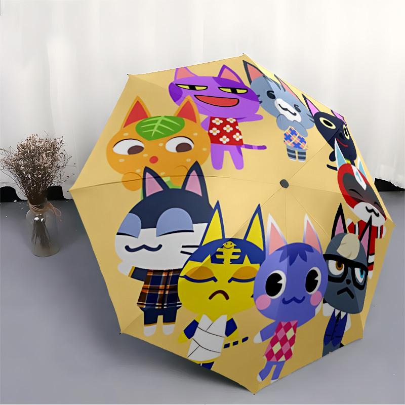 1pc Animal Crossing Automatic Open/close Folding Portable Umbrella with 8-Rib Structure for Women/Men, All-Season Use 132