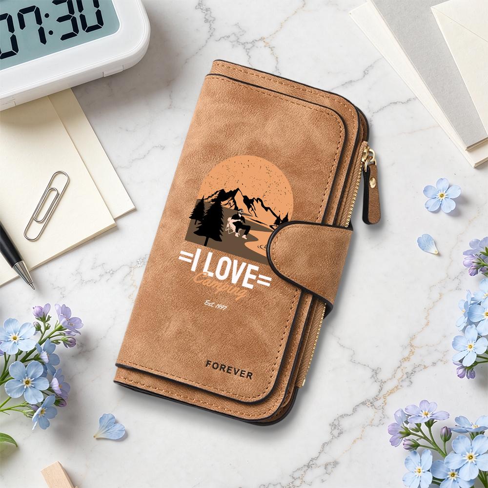 Fashion Camping Pattern Wallet Portable Durable Multi Card Slot Casual Purse