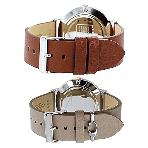 Coach Charles Perry Simple Slim Watch with Storage Box, Brown and Beige Leather, 1460215114503119 [Parallel Import]