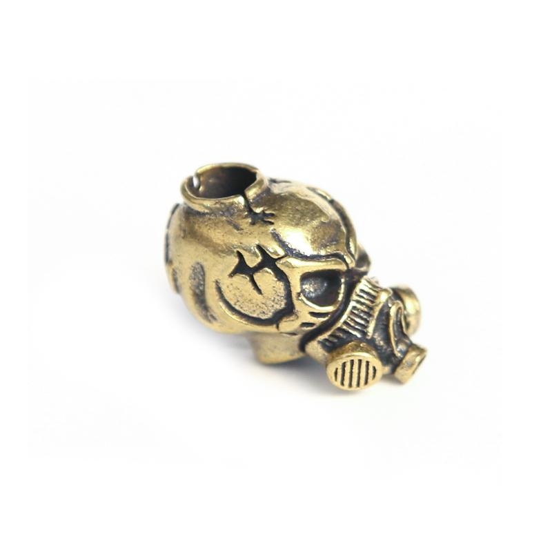 

Biochemical Skull Head Brass Knife Beads Personality Punk Gas Mask Skeleton EDC Outdoor Tool Survival Paracord DIY Accessories жовтий