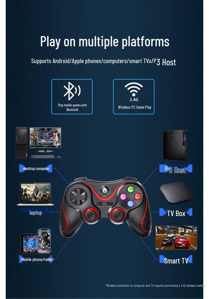 Wireless Mobile Game Controller - Compatible with iOS, Android, Switch, P3, P4 | V8 V13 X3 T3 Multi-Function Handle