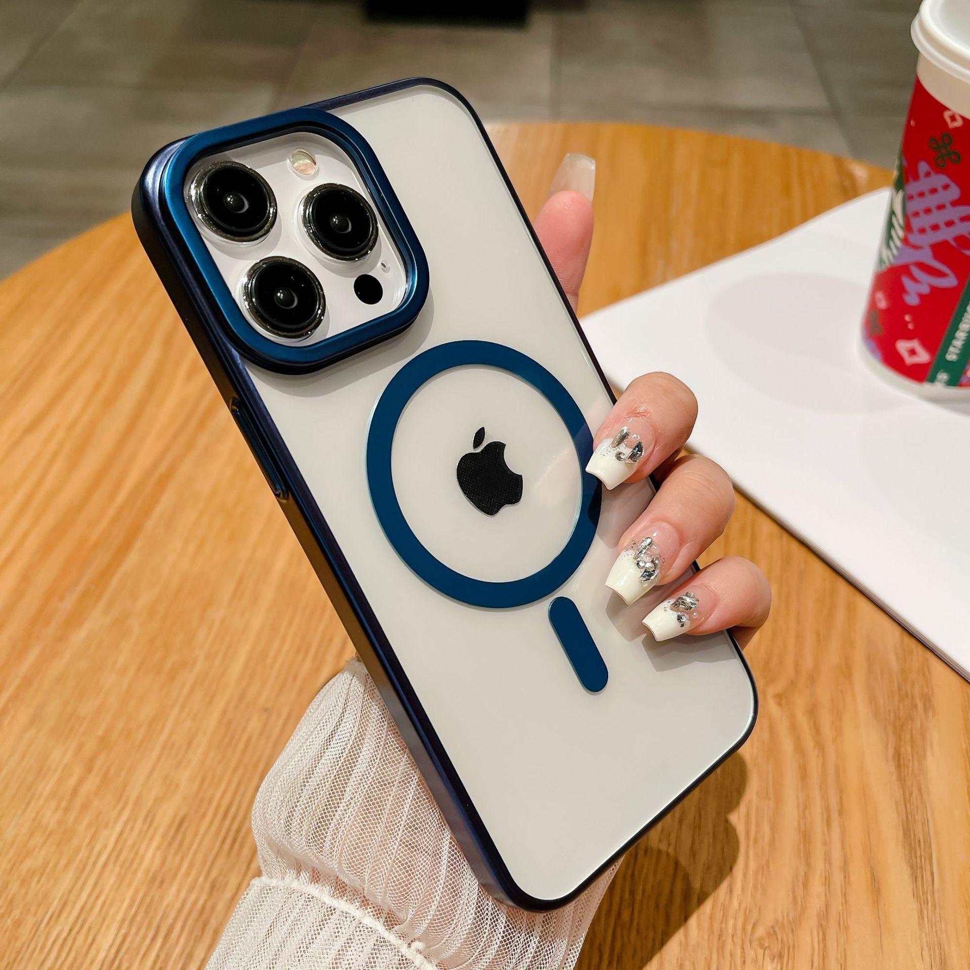 

Чехол для мобильного телефона с гальваническим покрытием и магнитной присоской, подходит для чехла для мобильного телефона iPhone 15, Apple 14promax, противоударный, полная защита iPhone12promax