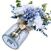 Artificial Flowers with Glass Vase Anti Wilting Anti Fading Realistic Faux Roses for Home Living Room Decor White Blue