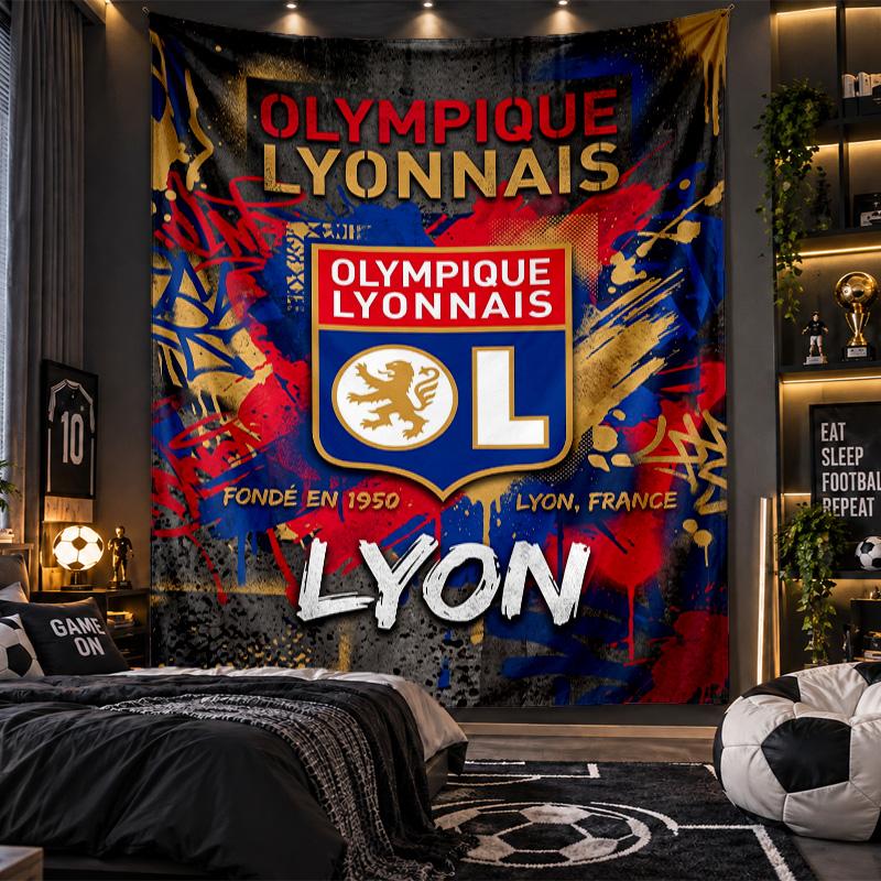 Wall Hanging Tapestry Lyon FC Print Cloth for Living Room Bedroom Home Decor