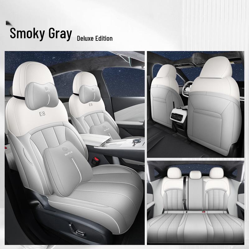 Galaxy E8 Universal Full Leather Car Seat Cushion - New Model for Special Cars, Five-Seat, Four Seasons.