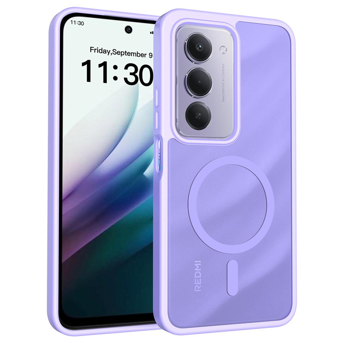 

Для Xiaomi Redmi 15 4G (Європа) (171мм) Магнітний чохол Силіконова рамка Акрилова задня панель Чохол для телефону Шкіряний дотик