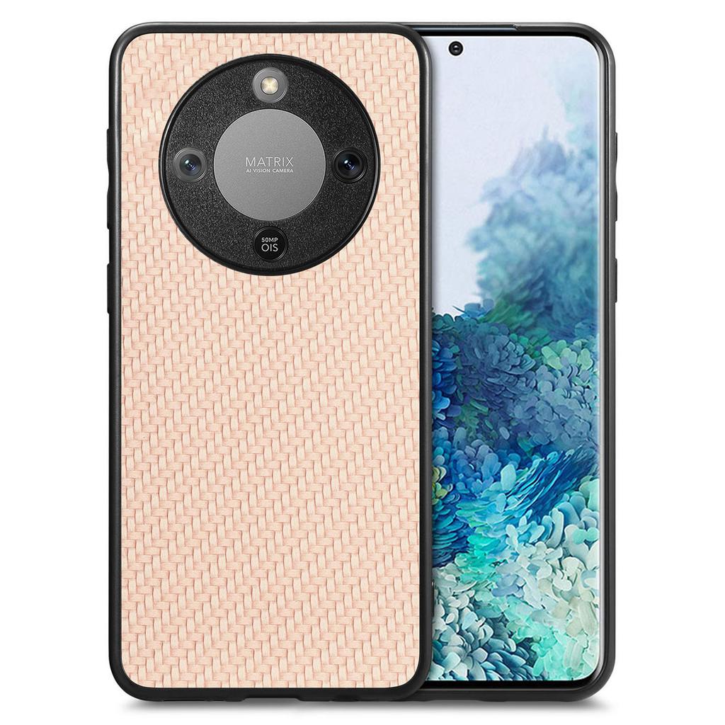 Phone Case For Honor Magic8 Lite 5G / X9d 5G / X70 5G Carbon Fiber Texture PU Leather + PC + TPU Cover