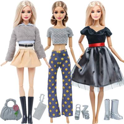 11 PCS/Set Doll Clothes for 30cm Doll 30cm Doll Accessories Dress Skirts Hangbag Shoes Boots Kids Toy Gifts