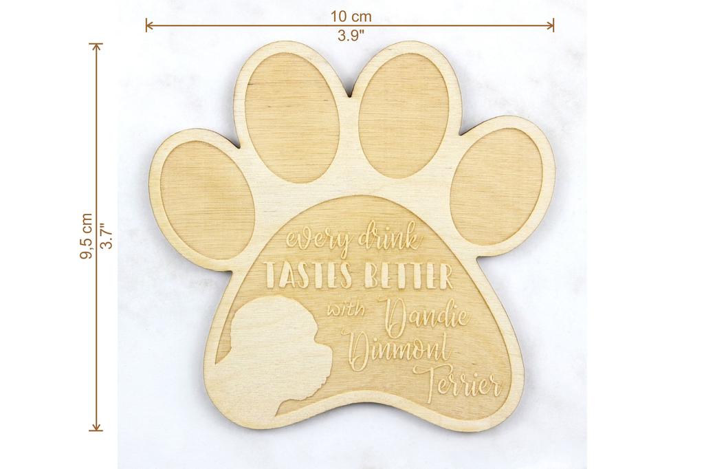 Dandie Dinmont Terrier, Hindlee Terrier - Mug coaster, engraved coaster with dog, gift for dog lover by Art-Dog brand