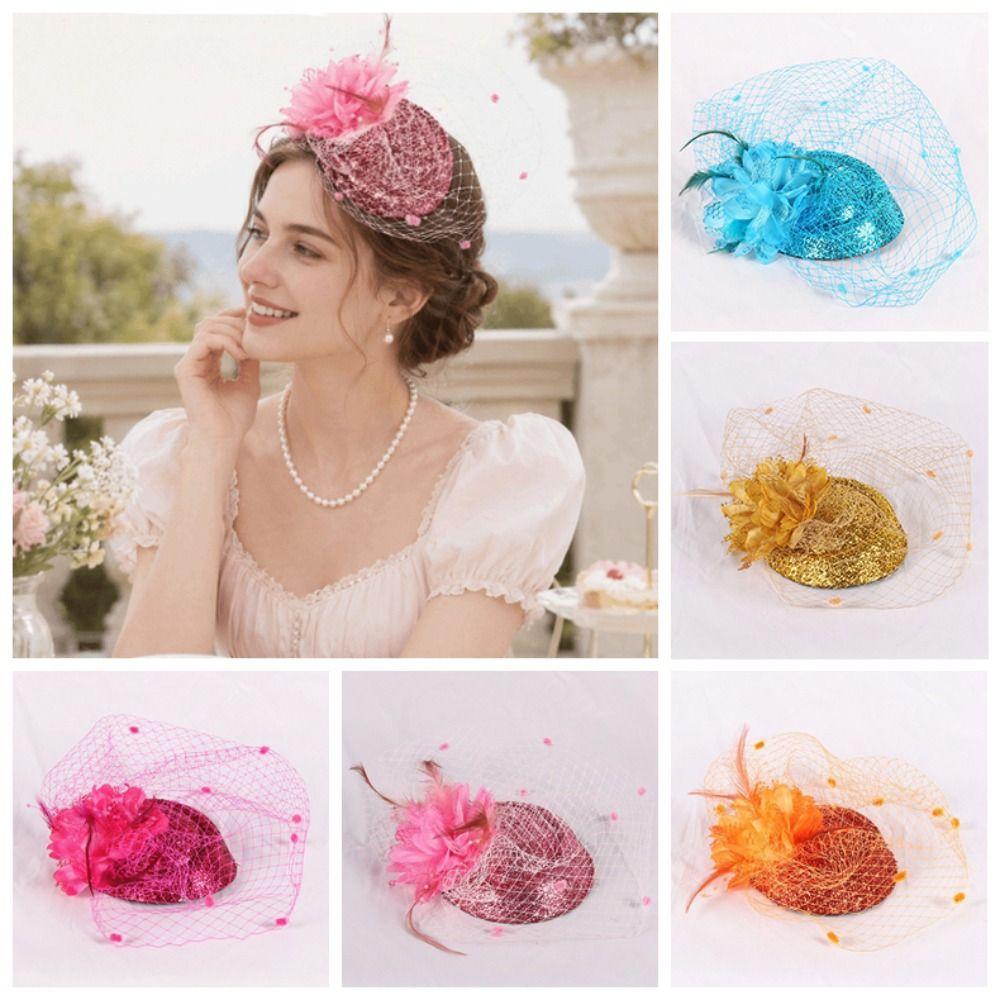 Floral Veil Formal Hat Polyester Flower Headpiece Elegant Headwear  Dress Up