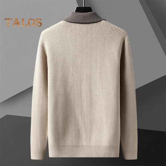 Men Sweater Coat Thick Colorblock Button Closure Turn-down Collar Knitted Loose Keep Warm Jacket Autumn Winter Cardigan Outerwear