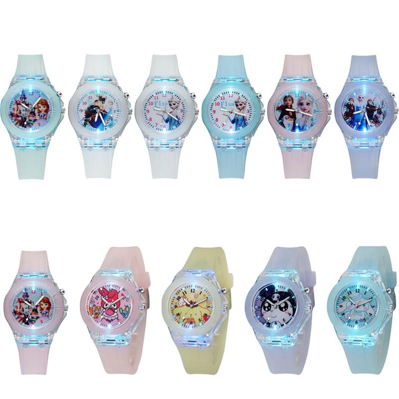 Popular Cartoon Led Silicone Kids Watch Girls' Night Light Glow Watch Wholesale
