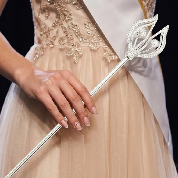 Sparkling Royal Scepter with Rhinestones Decors Flower Wand For Stage Performances And Wedding Dance Ball Stage Prop