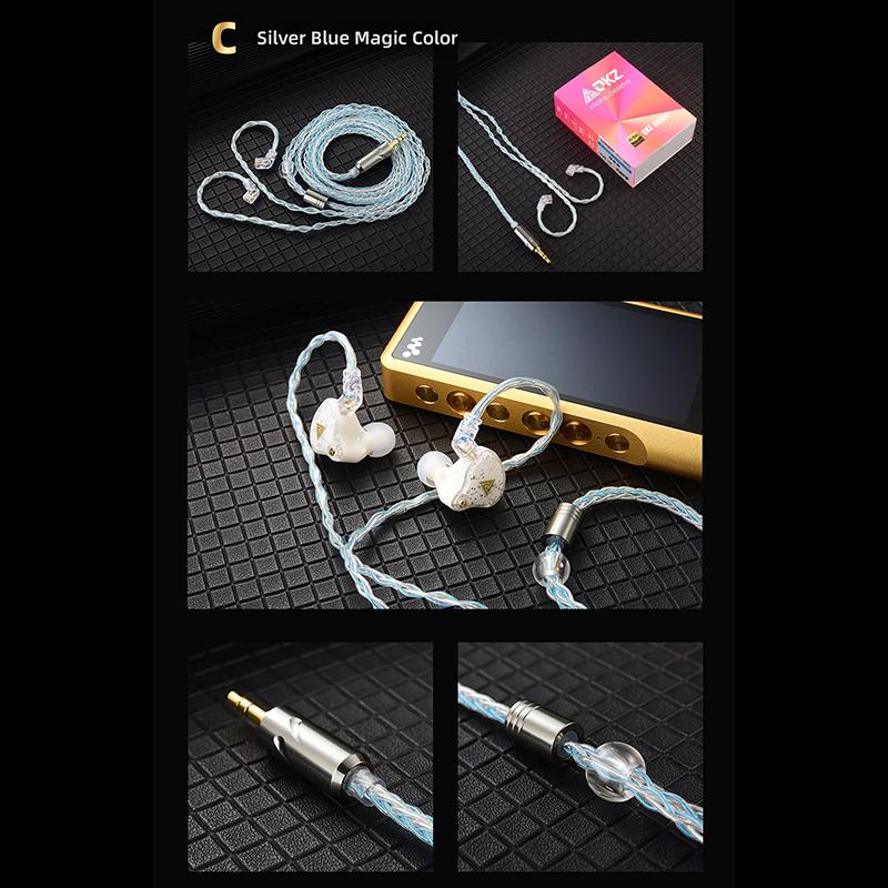 Qkz T1 Earphone Cable 8 Strand Copper Silver-Plated Upgrade Wire 3.5Mm Wired Headphone Cord For Zxn Zxt Ak6 Zs10 Edx Pro Zsr Cca