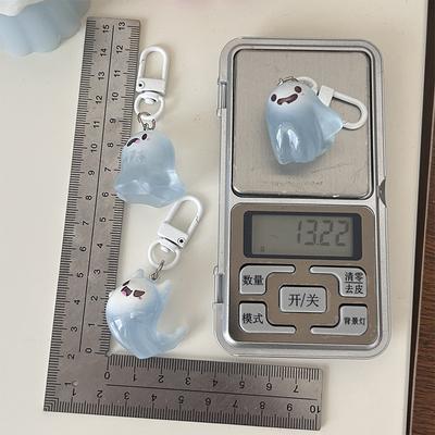 Halloween Luminous Ghost Key Chain Cartoon Jelly Doll Phone Pendant Headphone Case Charm Bag Decor Car Key Ring