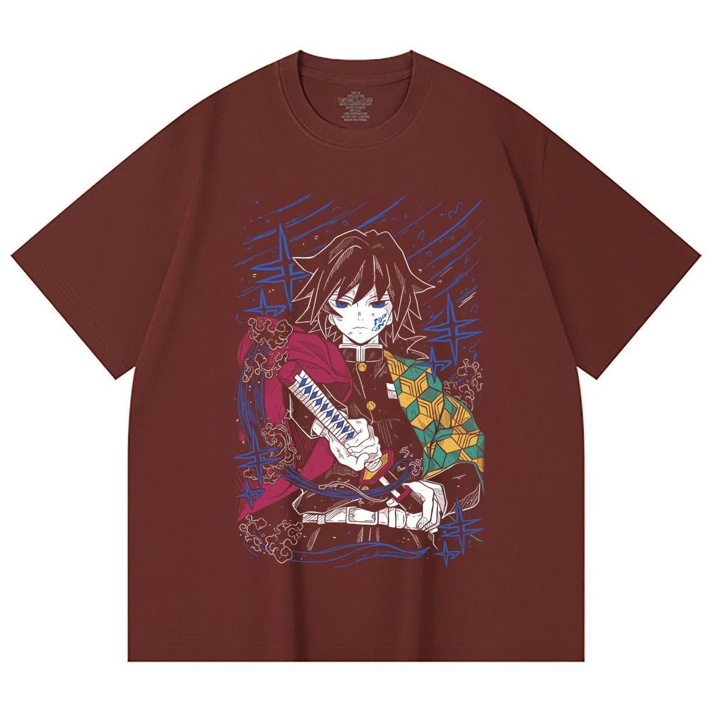 230 Gsm 100% Cotton Demon Slayer V47 Tomioka Print Unisex Heavy Cotton T Shirt