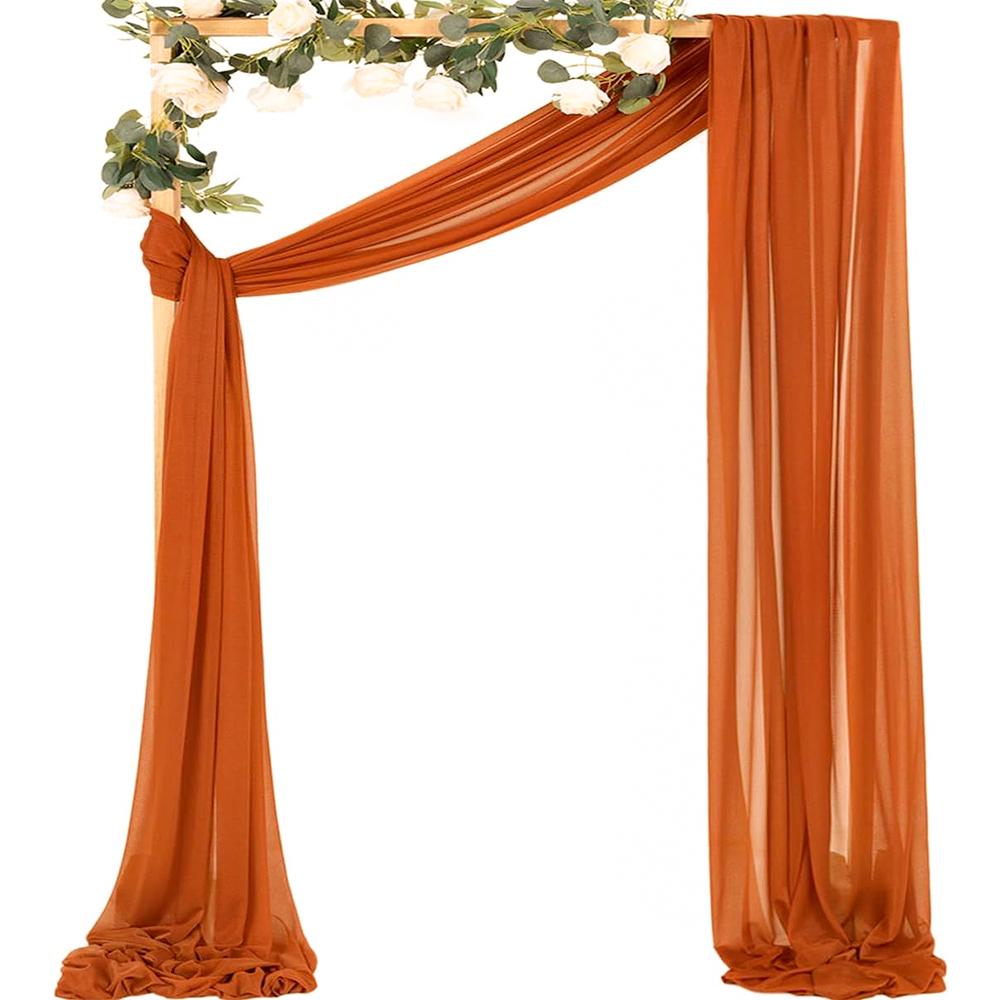 6/10M Chiffon Fabric Drapes for Wedding Arch Ceremony Reception Decorations Sheer Fabric Curtains for Party Stage Bridal Shower